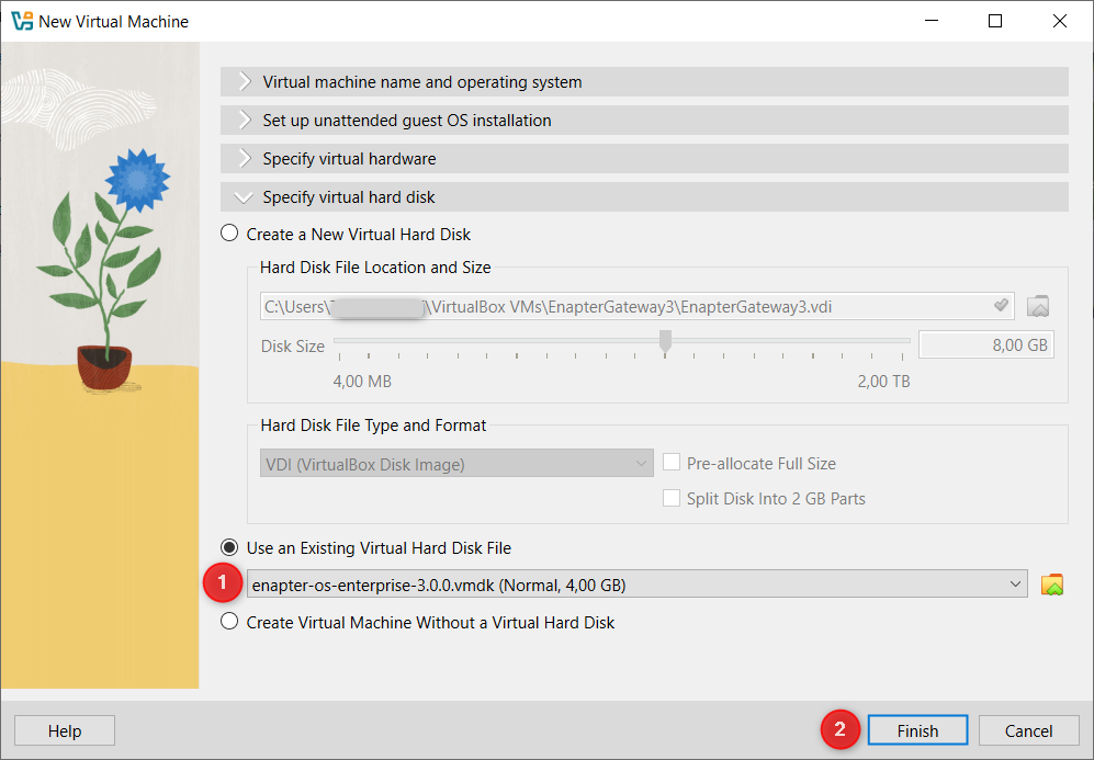 max-width:960px Virtual Hard Disk Selected